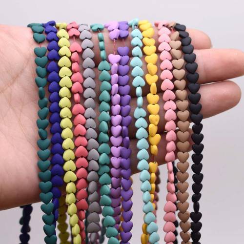 Red yellow purple green 6mm Peach Heart Hematite Natural Stone Spacer Loose Beads For Jewelry Making Diy Findings Accessories
