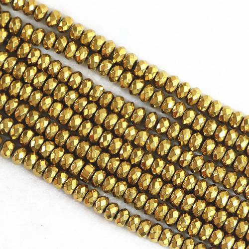 Romantic gold-color hematite stone 2*4mm 4*6mm 5*8mm 6*10mm abacus faceted beads loose making high grade Jewelry B207