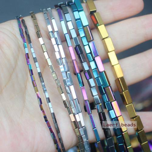 Shining Natural Hematite Rectangler 1x3/2x4/2x8/3x9mm Loose Beads - For DIY Jewelry Making ! Necklace - Bracelet