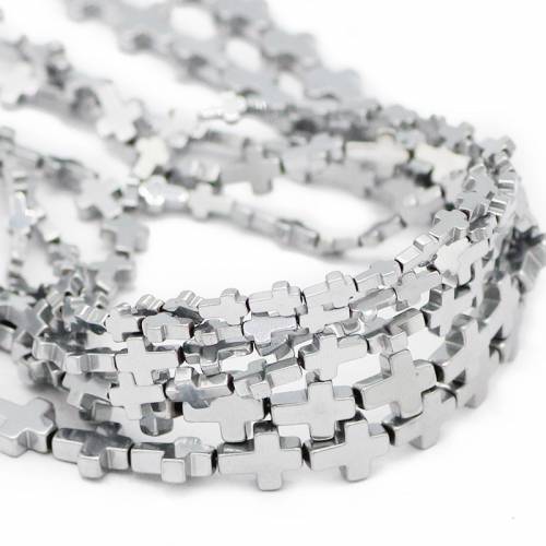 Silvers Cross Jesus Shape Natural Hematite Stone Spacer 4/6/8MM Loose Beads For DIY Jewelry Making Bracelet Necklace Accessories