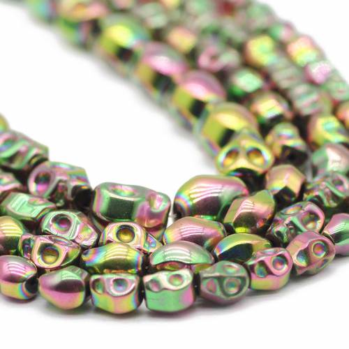 Skull Head Shape New Green Hematite Natural Stone Spacer Loose Beads For Jewelry Making DIY Bracelet Accessories 4x6/6x8/8x10MM