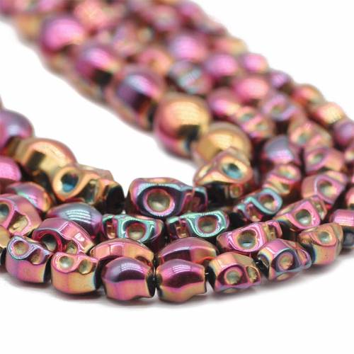 Skull Head Shape Rose Red Hematite Natural Stone Spacer Loose Beads For Jewelry Making DIY Bracelets Accessories 4x6/6x8/8x10MM