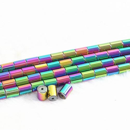 Special multicolored hematite stone 6*8mm charms column tube shape loose beads diy Jewelry B181