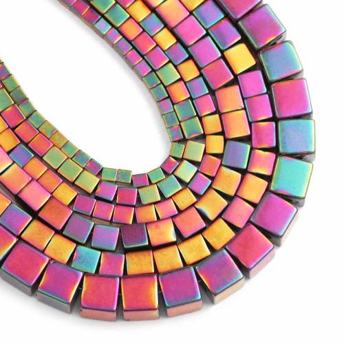 Square Shape Spacer Natural Hematite Stone Rose Red 2/3/4/6MM Loose Beads For Jewelry Making DIY Necklace Bracelet Accessories