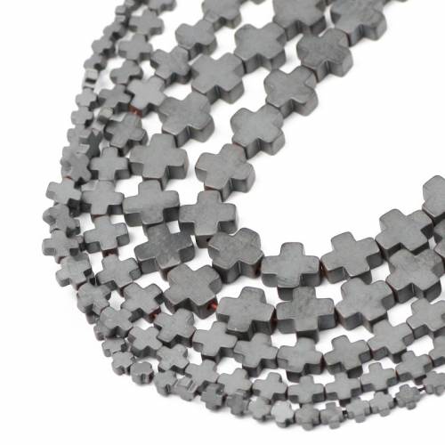 UPGFNK Matte Natural Stone Cross Black Hematite spacer Loose beads For Jewelry making 4/6/8/10/12MM bracelet DIY accessories
