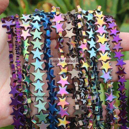 Very Shining! 115pcs - Natural Hematite Star Shape Plate beads 4/6/8/10mm For DIY Jewelry Making - pendant - necklace -