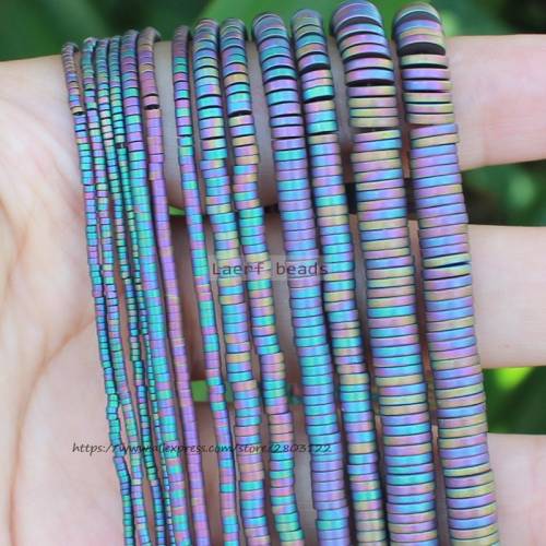 Very Shining ! 380pcs Natural Hematite Frost/Matt Multicolor HaiXi/Disc Shape15-6mm Loose beads 15inch - For DIY Jewelry making !