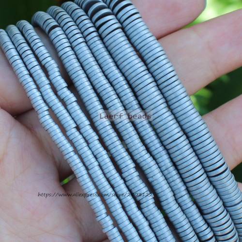 Very Shining ! 380pcs Natural Hematite MatteSilver HaiXi/Disc Shape1x2-6mm Loose beads 15inch/38cm - For DIY Jewelry making !