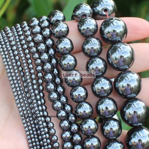 Very Shining ! Natural Hematite Smooth Round 2-16mm Loose beads - For DIY Jewelry making !