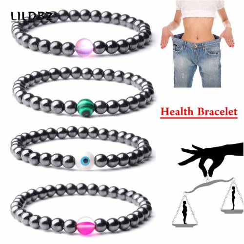 Weight Loss Magnetic Therapy Health Black Gallstone Bracelet 6mm Beads Hematite Bracelet Natural Stone Malachite Accessories