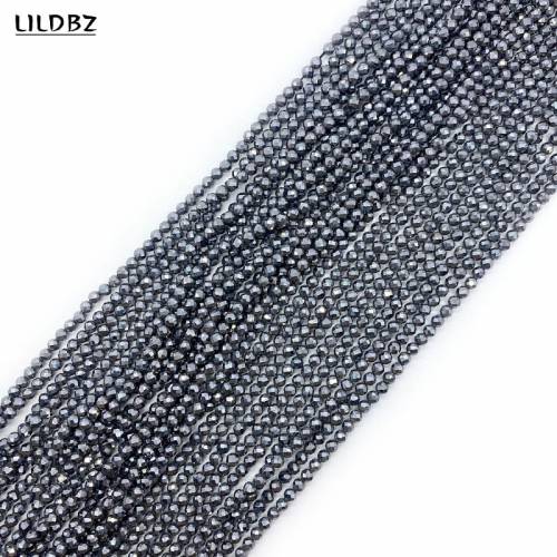 Wholesale Natural Stone Hematite Faceted Loose Beads 2mm 3mm 4mm for Making DIY Necklace and Bracelet Accessories 155 Inches