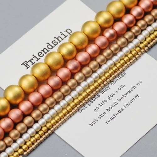 WLYeeS Natural SIlvers Gold Color Round Hematite Beads Dull Polish Matte Beads For Jewelry Making DIY Bracelet 15‘‘ 2 3 4 6 8 10