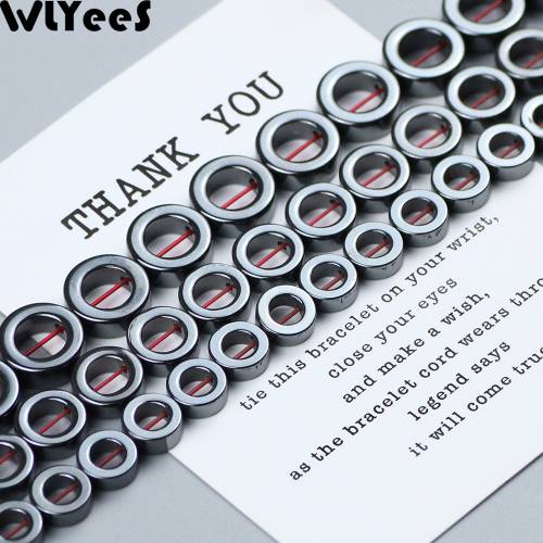 WLYeeS Natural Stone round Black Hematite bead Circle shape loose beads for Jewelry Bracelet earring Pendant Necklace Making DIY