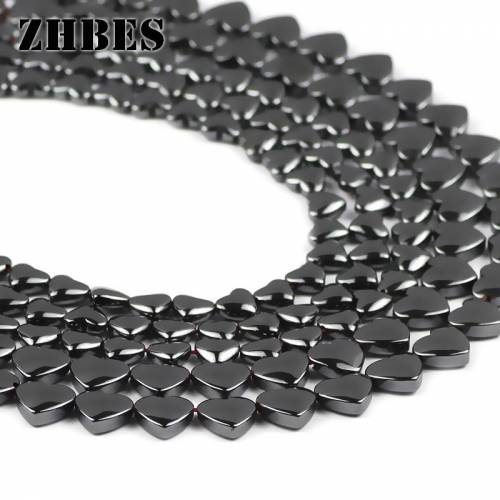 ZHBES 6/8mm Black Peach heart Hematite bead Natural Stone Spacer Loose beads for Jewelry Making bracelets DIY Accessories