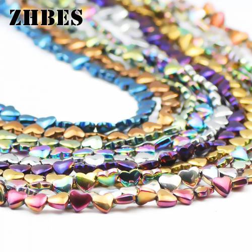 ZHEBS Gold - Purple - Black - Blue Natural Stone Peach Hearts Hematite Spacer 6mm Loose Beads For Jewelry Making DIY Bracelet Findings
