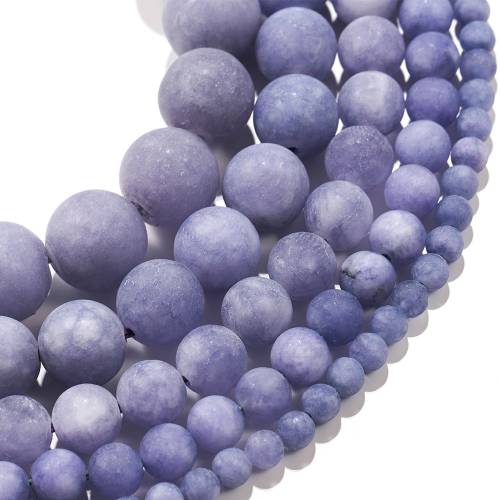 1 strand Natural Stone Matt Frosted Purple Chalcedony Jades Beads  Round Loose Spacer Beads For Jewelry Making 4/6/8/10/12mm