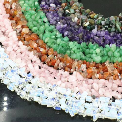 12 Colors Necklace For Women Chips Gravel Beads Natural Stone Jades Tiger Eyes Agat Tourmaline Lapis Lazuli Jewelry 18inch B3390