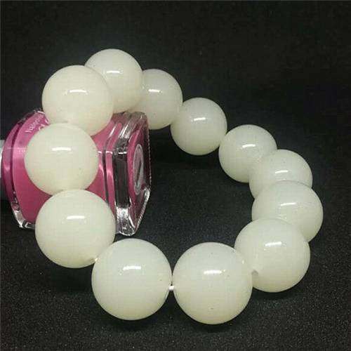 18-20mm Natural Nephrite round Bead beads Bracelet China Hand Carving Jewelry Fashion Amulet Men Women Gifts