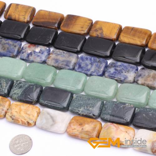 18x26mm Rectangle Natural Stone Beads For Jewelry Making Aventurine Jades Sodalite Tiger Eye Agates Bead Strand 15 Wholesale