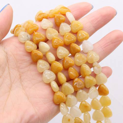20pcs/lot Natural Agates Stone Heart Shape Beads Yellow Jades Loose Beaded for Making Necklace Bracelet Accessories 10x10x5mm