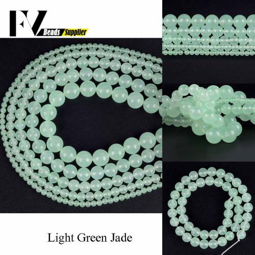4 6 8 10 12mm Natural Light Green Jades Stone Round Loose Beads For Jewelry Making Handicraft Jewellery Accessories Wholesale