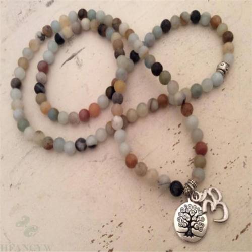 6MM Amazonian Gemstone Mala necklaces 108 Beads band Tassel Bless Wristband cuff MONK Wrist Tassel energy spirituality Handmade