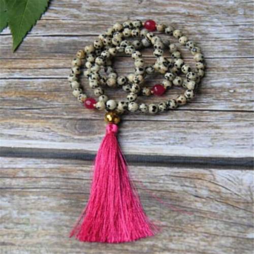 6mm flower speck Gemstone 108 Beads Mala Necklace band Tassel yoga Chakas Gemstone Meditation Buddhism Wrist Wristband Veins