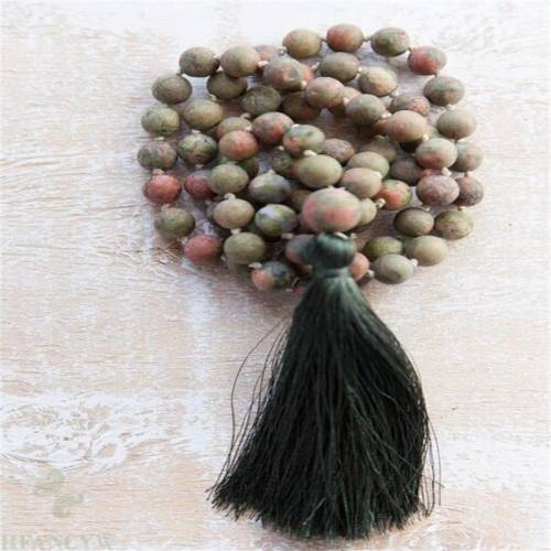 6mm Natural Frosted epidote 108 Beads Tassels Mala Necklace classic Lucky Wrist pray cuff Wristband