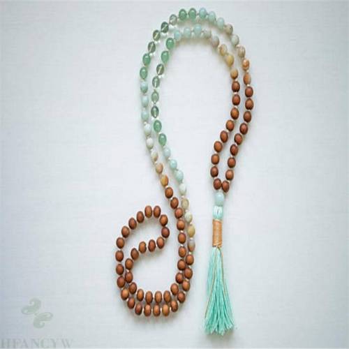 6MM Sandalwood Seven chakra 108 Beads Tassel Mala Necklace chain Reiki yoga Veins energy pray