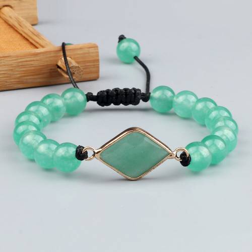 8mm Natural Green Chalcedony Stone Bracelet Jades Round Loose Stone Beads Charm Braided Bracelets for Women Yoga Energy Jewelry