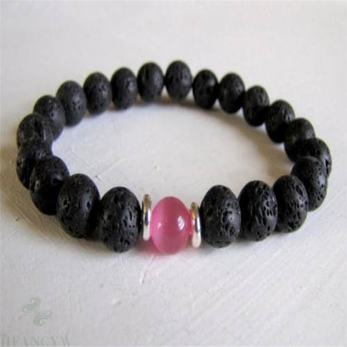 8MM volcanic Pink Cats Eye Stone Beads Mala Bracelets Gemstone Unisex Sutra Lucky Bless Cuff Energy Spirituality Meditation