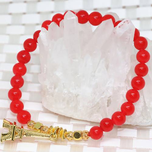 9 style natural stone dyed red chalcedony jades 6mm 8mm round beads beaded bracelets bangle women pendant jewelry 75inch B1932