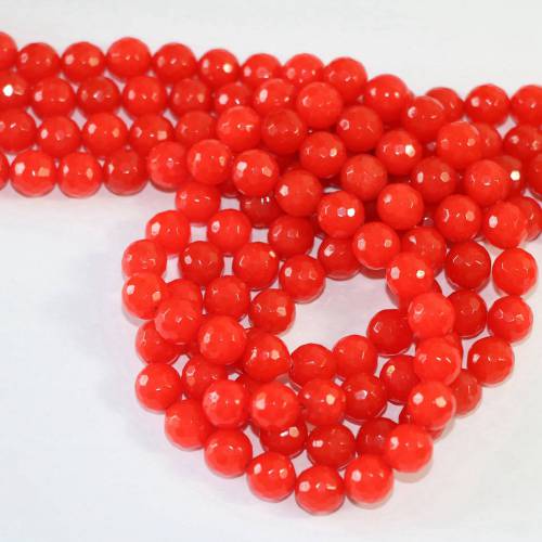 Bright red natural stone dyed chalcedony jades 4mm 6mm 8mm 10mm 12mm stones faceted round loose beads diy jewelry findings B10