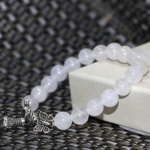Charming women bracelets natural white chalcedony jades 8mm round beads hot sale free shipping diy jewelry making 75inch B2044