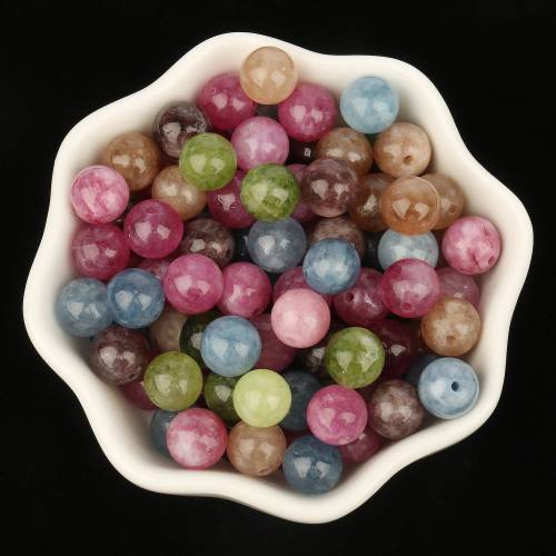 Colorful Tourmaline Jades Round Beads Loose Spacer Beads for Jewelry Making Needlework DIY Bracelet Necklace 6 8 10mm Wholesale