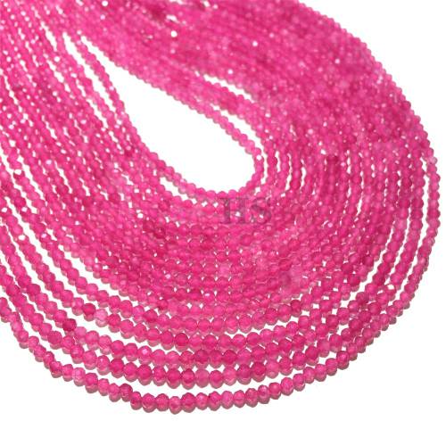 Faceted 2MM Pink Jades Natural Stone Round Loose Beads Semi-Precious Stones For Jewelry Making DIY Bracelet Necklace Design