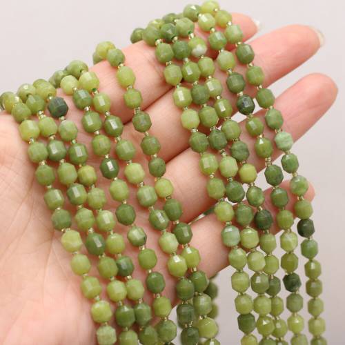 Faceted Natural Agates Stone Beaded Canadian Jades Loose Stone Beads for Women Making DIY Necklace Accessories Gift 6mm