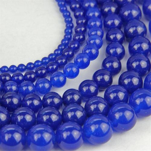 Fashion Dark blue Chalcedony Jades stone Gem 4/6/8/10/12mm Loose Beads diy jewelry making Factory wholesale 15inch A5