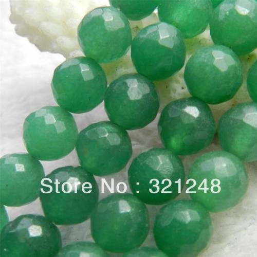 Fashion natural stone green chalcedony jades 6mm 8mm 10mm 12mm faceted round loose spacers beads jewelry findings 15inch GE1224