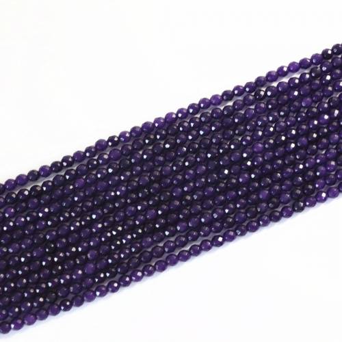 Fashion natural stpne dyed purple jades chalcedony Jewellery 4mm 6mm 8mm 10mm 12mm faceted round diy beads 15 inches B03