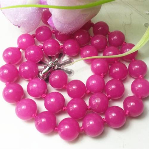 Fashion noble 10mm rose red chalcedony jades round beads necklace elegant semi-precious stone party gift jewelry 18inch MY3330