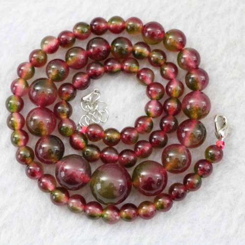 Fashion synthetic tourmaline stone multicolor jades chalcedony 6-14mm round beads newly jewelry necklace 18 B1026