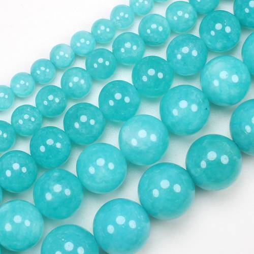 Free shipping - Natural Blue Amazonite Jades - 6-14mm Round beads - For DIY Necklace Bracelat Jewelry Making
