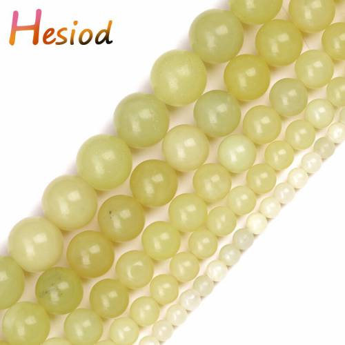 Hesiod 4/6/8/10/10mm Natural Stone Lemon Jades Chalcedony Beads Round Loose Spacer Beads For Jewelry Making DIY Bracelet