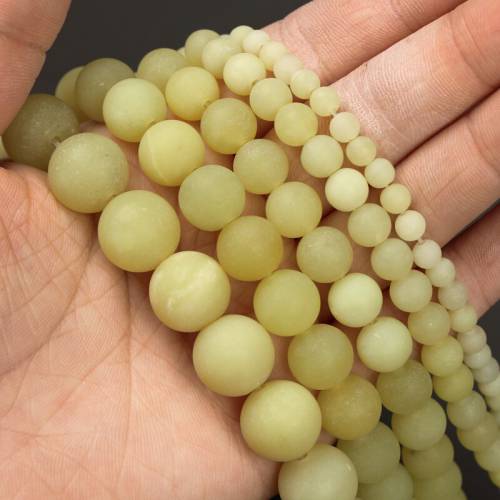 Hesiod 4/6/8/10/12mm Round Lemon Yellow Natural Stone Loose Spacer Beads Matte Jades Agates DIY Bracelet Necklace Jewelry Making