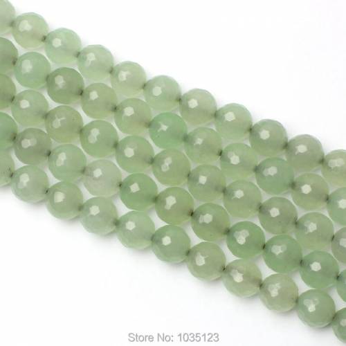 High Quality 10mm Natural Light Green Jades Faceted Round Shape Gems Loose Beads Strand 15 DIY Creative Jewellery Making w3410