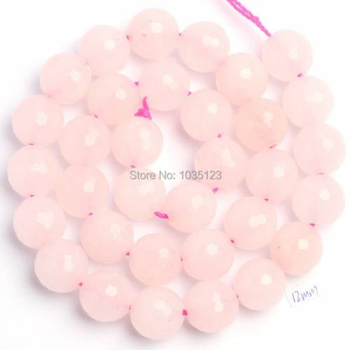 High Quality 12mm Pretty Natural Pink Jades Faceted Round Shape DIY Gems Loose Beads Strand 15 Jewelry Making w1650