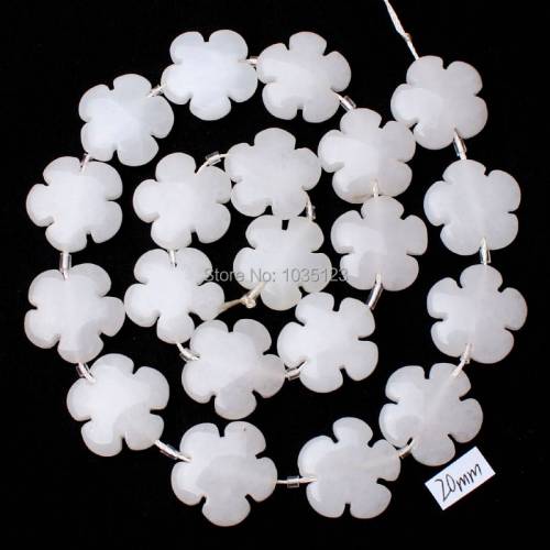 High Quality 20mm Natural White Jades Coin Flowers Shape DIY Loose Beads Strand 20Pcs Jewelry Accessory w1334