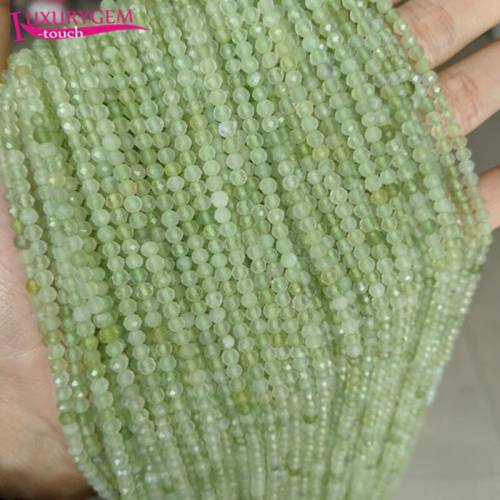 High Quality 3mm Natural Light Green Jades Stone Faceted Round Loose Spacer Small Beads DIY Gems Jewelry Accessory 38cm b163