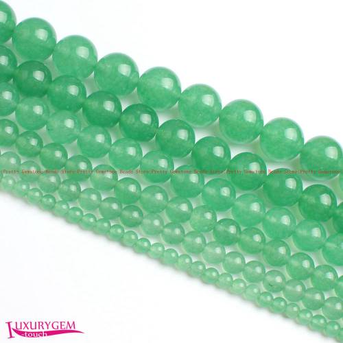 High Quality 4 - 6 - 8 - 10 - 12 - 14mm Smooth Natural Green Aventurine Jades Round Shape Loose Beads Strand 15 Jewelry Making wj381